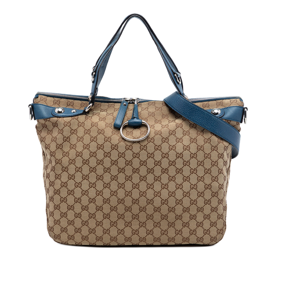 Pre-Loved Gucci Large GG Canvas Icon Bit Satchel
